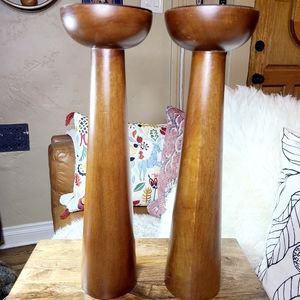 Pair of Crate and Barrel MCM Style Candle Holders